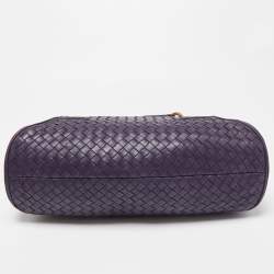 Pre Owned Bottega Veneta Purple Intrecciato Leather New Ball Hobo