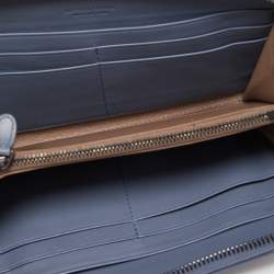 مملوكة مسبقًا Bottega Veneta Light Blue Intrecciato Leather and Watersnake Zip Around Continental Wallet