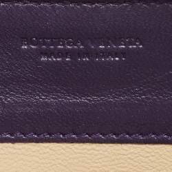 Pre Owned Bottega Veneta Purple Intrecciato Leather Zip Around Wallet