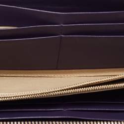 Pre Owned Bottega Veneta Purple Intrecciato Leather Zip Around Wallet