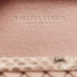 Pre Owned Bottega Veneta Pink Satin and Watersnake Leather Trim Knot Clutch