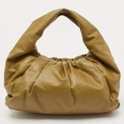 Pre Owned Bottega Veneta Olive Brown Leather The Shoulder Pouch Hobo 