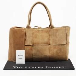 Pre Owned Bottega Veneta Beige Suede Medium Arco Tote