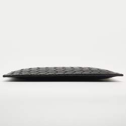 Pre Owned Bottega Veneta Black Intrecciato Leather Zip Wristlet Pouch