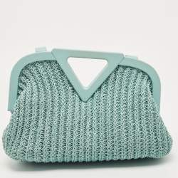 Pre Owned Bottega Veneta Light Green Woven Leather Medium Point Shoulder Bag