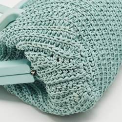 Pre Owned Bottega Veneta Light Green Woven Leather Medium Point Shoulder Bag