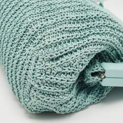 Pre Owned Bottega Veneta Light Green Woven Leather Medium Point Shoulder Bag