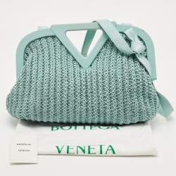 Pre Owned Bottega Veneta Light Green Woven Leather Medium Point Shoulder Bag