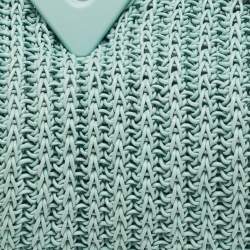 Pre Owned Bottega Veneta Light Green Woven Leather Medium Point Shoulder Bag