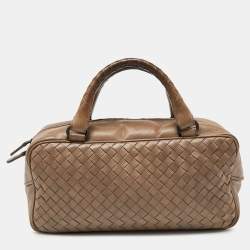 Pre Owned حقيبة بوتيغا فينيتا بوسطن جلد إنترشياتو بني صدئي قابلة للضبط