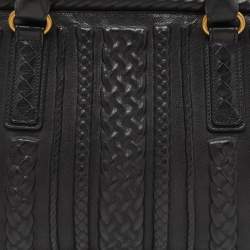 Pre Owned Bottega Veneta Black Intrecciato Leather Satchel
