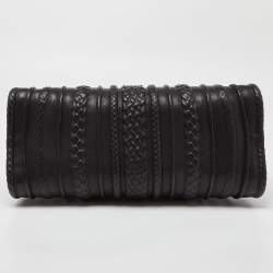 Pre Owned Bottega Veneta Black Intrecciato Leather Satchel