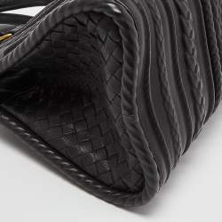 Pre Owned Bottega Veneta Black Intrecciato Leather Satchel