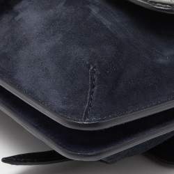 مملوكة مسبقًا Bottega Veneta Blue/Black Intrecciato Suede and Karung Leather Crossbody Bag