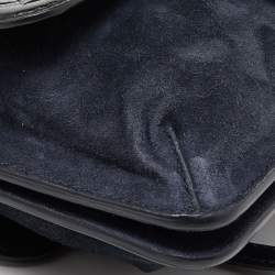 مملوكة مسبقًا Bottega Veneta Blue/Black Intrecciato Suede and Karung Leather Crossbody Bag