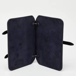 مملوكة مسبقًا Bottega Veneta Blue/Black Intrecciato Suede and Karung Leather Crossbody Bag