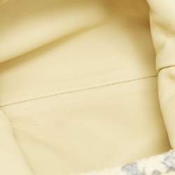 Pre Owned Bottega Veneta Light Yellow/Blue Snakeskin Embossed Leather Mini The Pouch Bag