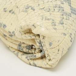 Pre Owned Bottega Veneta Light Yellow/Blue Snakeskin Embossed Leather Mini The Pouch Bag