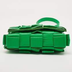 Pre Owned Bottega Veneta Green Leather Cassette Fringe Shoulder Bag