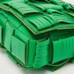 Pre Owned Bottega Veneta Green Leather Cassette Fringe Shoulder Bag