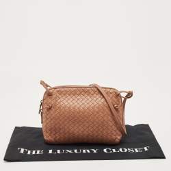 Pre Owned Bottega Veneta Old Rose Intrecciato Leather Nodini Crossbody Bag