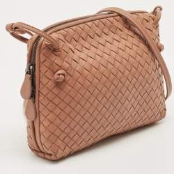 Pre Owned Bottega Veneta Old Rose Intrecciato Leather Nodini Crossbody Bag