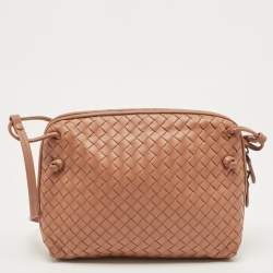 Pre Owned Bottega Veneta Old Rose Intrecciato Leather Nodini Crossbody Bag