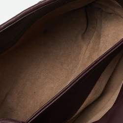 Pre Owned Bottega Veneta Burgundy Intrecciato Leather Olimpia Flap Shoulder Bag