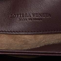 Pre Owned Bottega Veneta Burgundy Intrecciato Leather Olimpia Flap Shoulder Bag