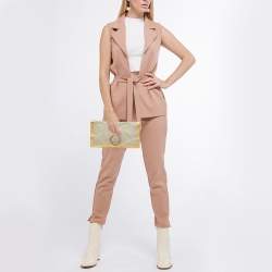 مملوكة مسبقًا Bottega Veneta Grey/Gold Leather Twist Lock Flap Clutch