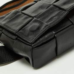 Pre Owned Bottega Veneta Black Intrecciato Leather Cassette Belt Bag