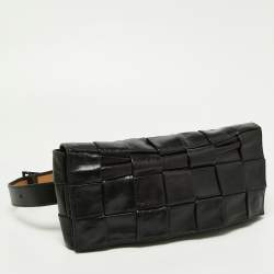 Pre Owned Bottega Veneta Black Intrecciato Leather Cassette Belt Bag