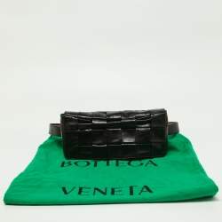 Pre Owned Bottega Veneta Black Intrecciato Leather Cassette Belt Bag