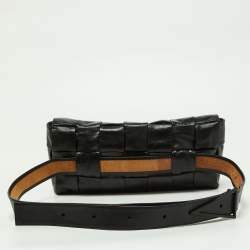 Pre Owned Bottega Veneta Black Intrecciato Leather Cassette Belt Bag