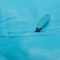 Pre Owned Bottega Veneta Light Blue Intrecciato Leather and Watersnake Twist Lock Flap Clutch