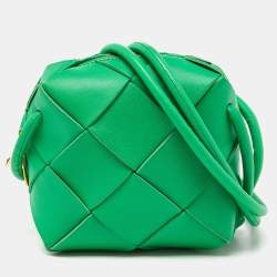 Bottega Veneta Dark Green Intrecciato Leather Small Camera Bag