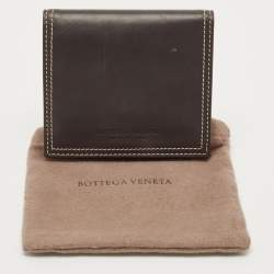 مملوكة مسبقًا Bottega Veneta Grey/Brown Leather Snap Bifold Wallet
