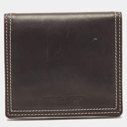 مملوكة مسبقًا Bottega Veneta Grey/Brown Leather Snap Bifold Wallet