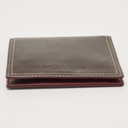 مملوكة مسبقًا Bottega Veneta Grey/Brown Leather Snap Bifold Wallet