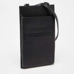 Pre Owned Bottega Veneta Black Intrecciato Leather Carryall Crossbody Bag