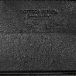 Pre Owned Bottega Veneta Black Intrecciato Leather Carryall Crossbody Bag