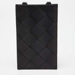 Pre Owned Bottega Veneta Black Intrecciato Leather Carryall Crossbody Bag