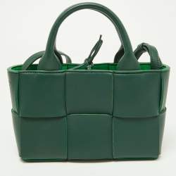 Pre Owned Bottega Veneta Green Leather Candy Arco Tote