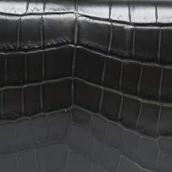 Pre Owned Bottega Veneta Dark Green Crocodile Knot Clutch