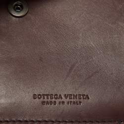 Pre Owned Bottega Veneta Burgundy Intrecciato Leather Bifold Wallet