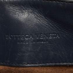 Pre Owned Bottega Veneta Navy Blue Intrecciato Leather Mini Roma Tote