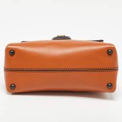 Pre Owned Bottega Veneta Orange Leather Mini Piazza Top Handle Bag