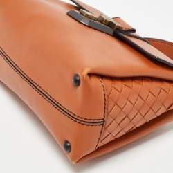 Pre Owned Bottega Veneta Orange Leather Mini Piazza Top Handle Bag
