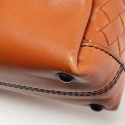 Pre Owned Bottega Veneta Orange Leather Mini Piazza Top Handle Bag
