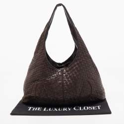 مملوكة مسبقًا Bottega Veneta Dark Brown Intrecciato Leather Zip Hobo